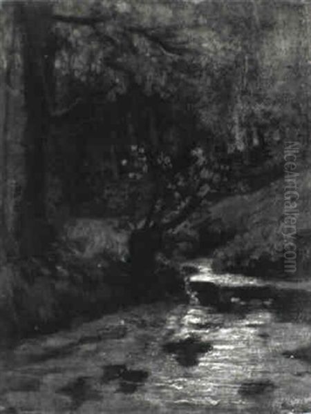 A Brook In A Forest, Oosterbeek Oil Painting by Jacob Henricus Maris