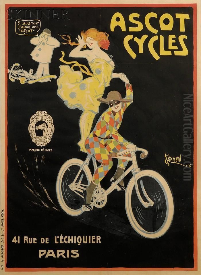 Ascot Cycles. Oil Painting by Edouard Alexandre Bernard