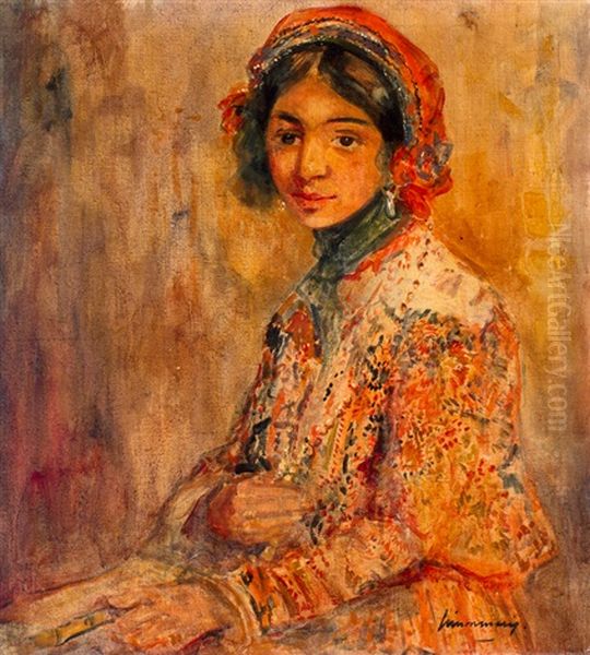 Meisje Met Rood Kapje Oil Painting by Simon Maris