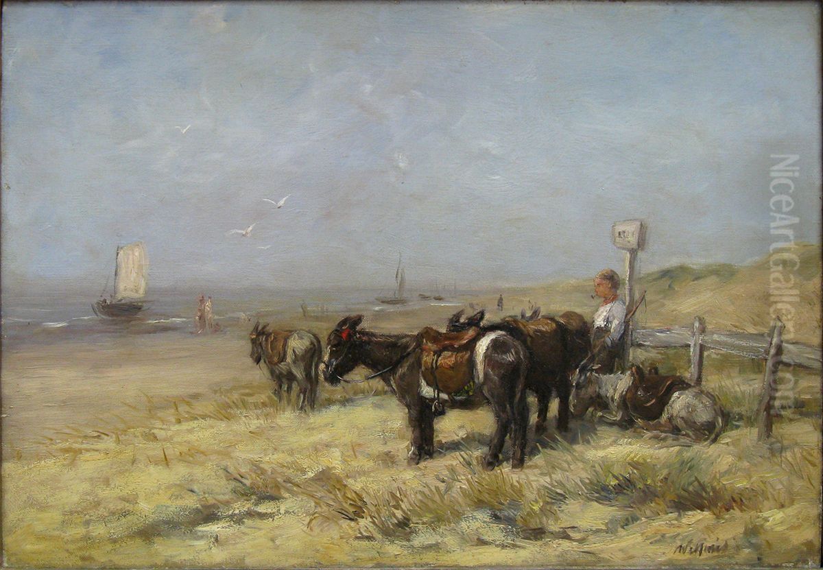 Donkeys On The Beach Oil Painting by Willem Maris