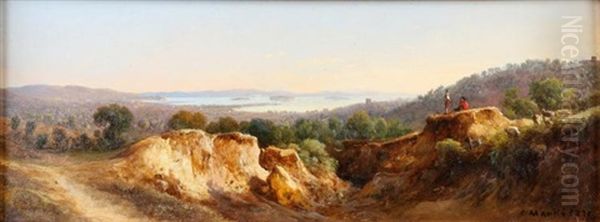 Coastal View Oil Painting by Karoly Marko the Elder