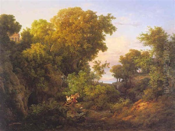 Klassische Landschaft Mit Narziss Und Echo Oil Painting by Karoly Marko the Elder