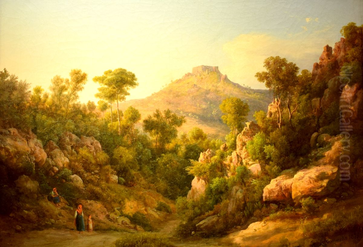 Castello Della Verruca Near Pisa Oil Painting by Karoly Marko the Younger