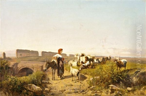 Italiai Taj Pasztorokkal Oil Painting by Andras Marko