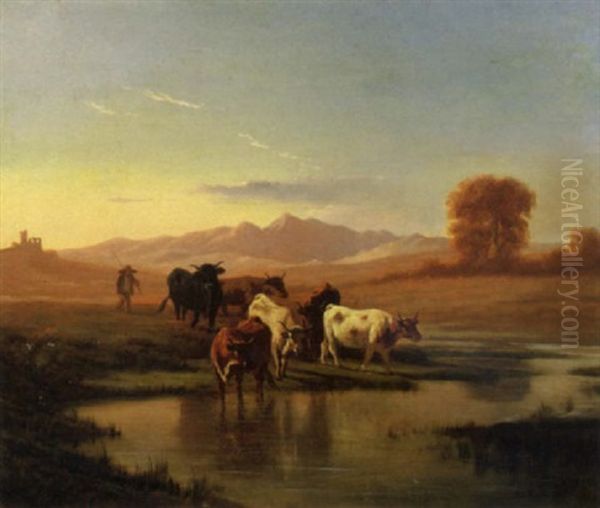 L'abbeverata Oil Painting by Andras Marko