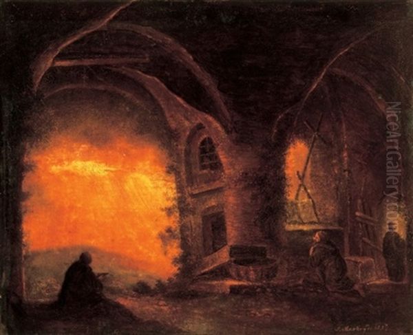 Romantikus Taj (romantic Landscape) Oil Painting by Ferenc Marko