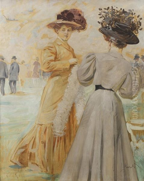 Ladies In Paris Oil Painting by Ludwig, Ludek Marold