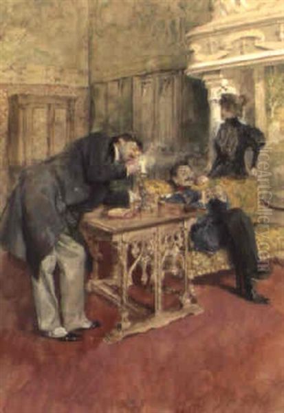 Im Rauchsalon Oil Painting by Ludwig, Ludek Marold