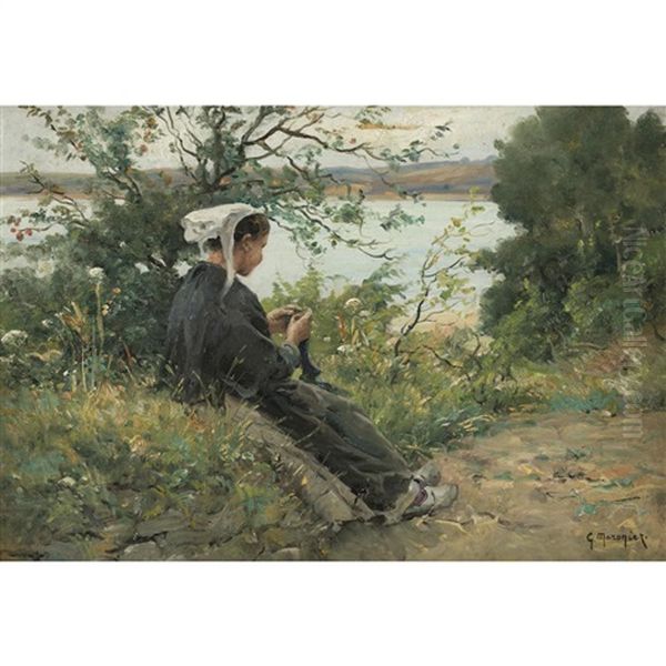 Quiet Moment Oil Painting by Georges-Philibert-Charles Maroniez