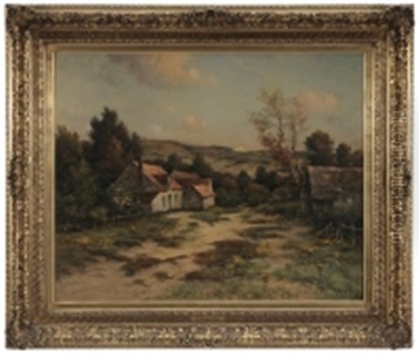 Moon Rise Over A Farm Oil Painting by Georges-Philibert-Charles Maroniez