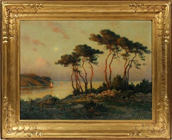 Coastal Scene Oil Painting by Georges-Philibert-Charles Maroniez