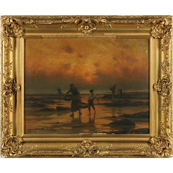 Shellers Oil Painting by Georges-Philibert-Charles Maroniez