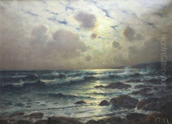 Rivage Au Clair De Lune Oil Painting by Georges-Philibert-Charles Maroniez