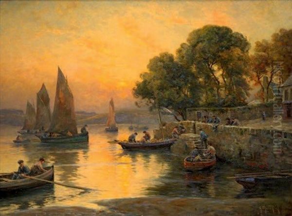 Le Retour Des Marins Au Clair De Lune Oil Painting by Georges-Philibert-Charles Maroniez