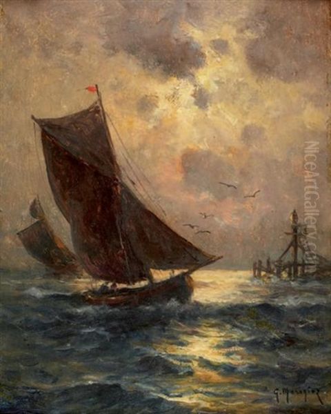 Marine Oil Painting by Georges-Philibert-Charles Maroniez