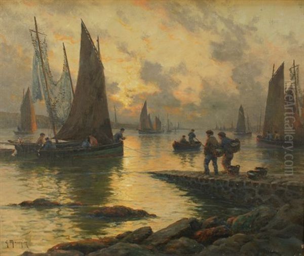 Scene De Port Oil Painting by Georges-Philibert-Charles Maroniez