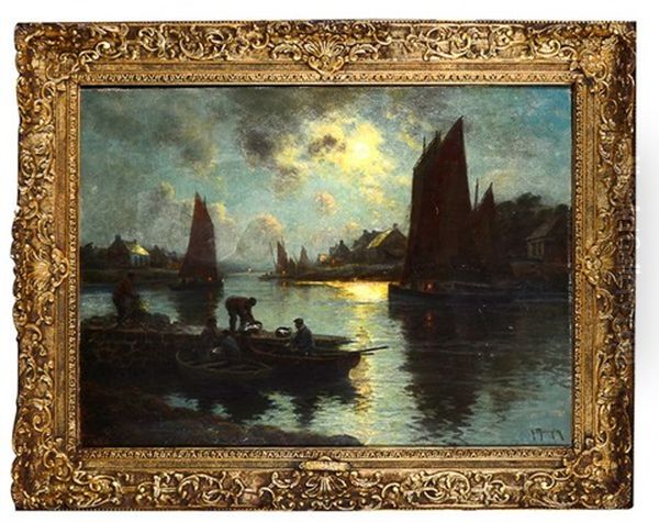 Clair De Lune En Bretagne Oil Painting by Georges-Philibert-Charles Maroniez