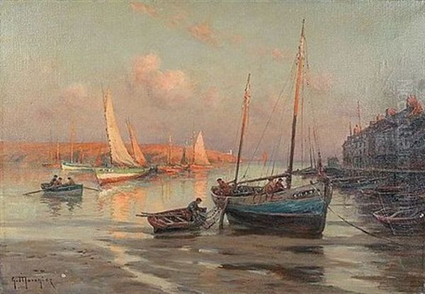 Bateau De Peche Sur La Greve Oil Painting by Georges-Philibert-Charles Maroniez