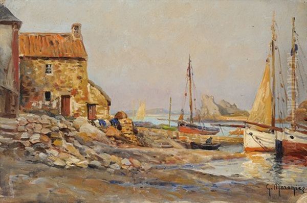 Bateaux Au Port Oil Painting by Georges-Philibert-Charles Maroniez