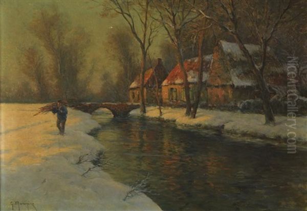 Personnage Au Bord D'un Cours D'eau Oil Painting by Georges-Philibert-Charles Maroniez