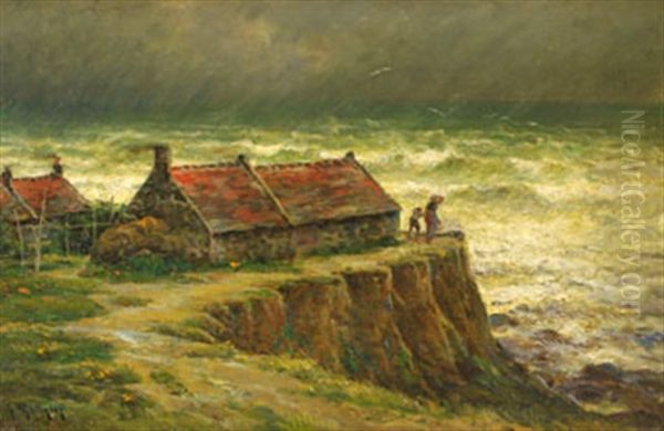 L'attente Du Retour Des Pecheurs Oil Painting by Georges-Philibert-Charles Maroniez