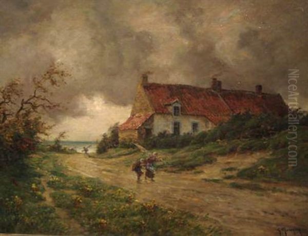 Retour De La Peche Aux Coquillages Oil Painting by Georges-Philibert-Charles Maroniez