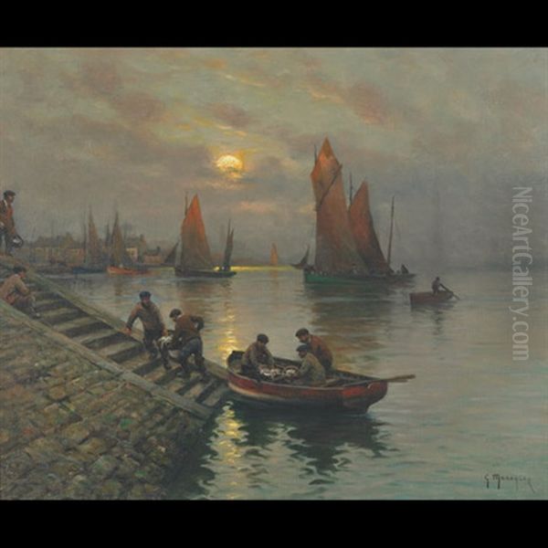 The Fishermen's Return Oil Painting by Georges-Philibert-Charles Maroniez