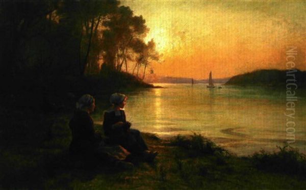 Au Bord De L'odet Oil Painting by Georges-Philibert-Charles Maroniez