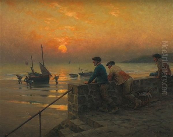 Le Retour De La Peche Oil Painting by Georges-Philibert-Charles Maroniez