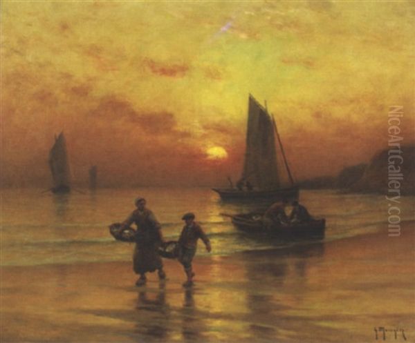 Retour De Peche Oil Painting by Georges-Philibert-Charles Maroniez