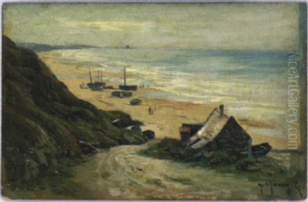 Coucher De Soleil Sur La Mer Oil Painting by Georges-Philibert-Charles Maroniez