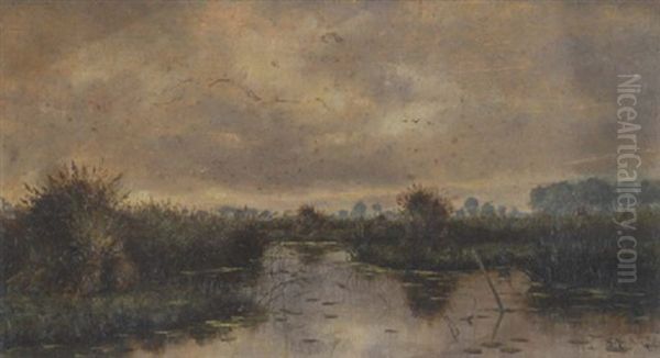 Sumpflandschaft Oil Painting by Georges-Philibert-Charles Maroniez