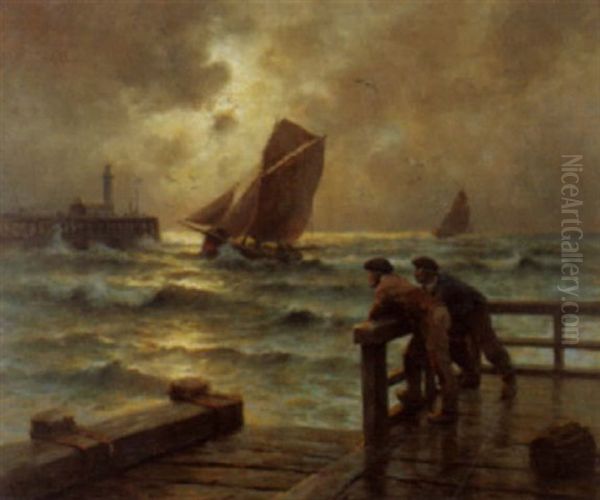 Retour De La Peche Oil Painting by Georges-Philibert-Charles Maroniez