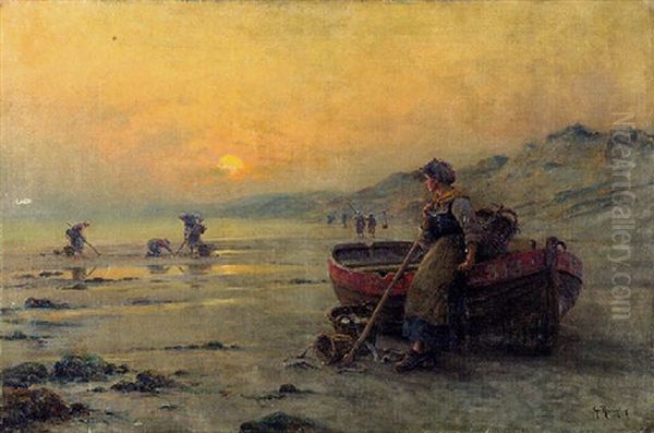 Les Ramasseurs De Goemon Oil Painting by Georges-Philibert-Charles Maroniez