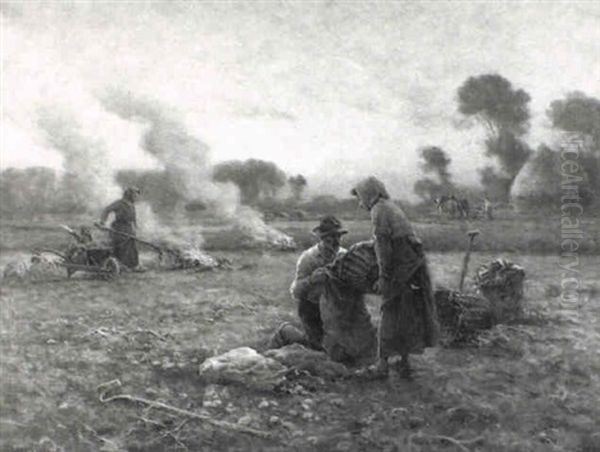 La Recolte Des Pommes De Terre Oil Painting by Georges-Philibert-Charles Maroniez