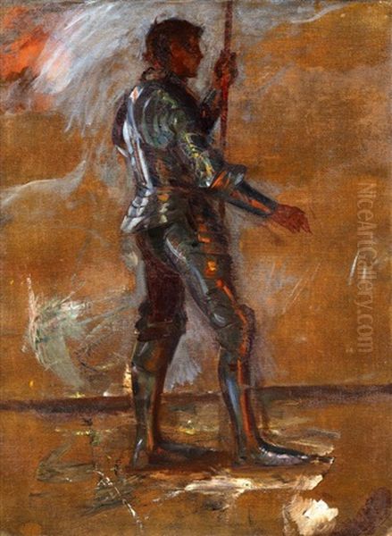 Studie Eines Herren In Ritterrustung Oil Painting by Carl von Marr