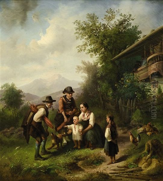 Der Besuch Der Groseltern Oil Painting by Joseph Heinrich Marr