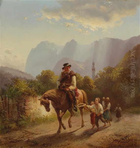 Begging For Alms Oil Painting by Joseph Heinrich Marr