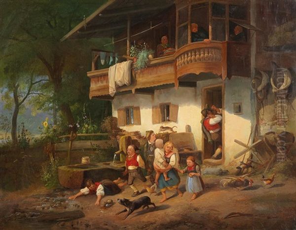 A Quarrel At The Tavern Oil Painting by Joseph Heinrich Marr