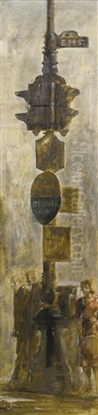 Traffic Post, 14th Street Oil Painting by Reginald Marsh