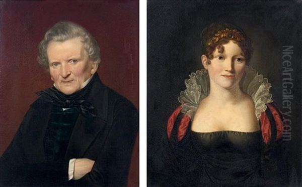 Portraits Presumes De Monsieur Et Madame Birel (pair) Oil Painting by Wilhelm Nicolai Marstrand