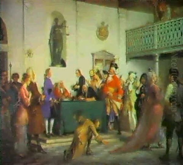 Scene Fra Holbergs 'det Lykkelige Skibbrud' Oil Painting by Wilhelm Nicolai Marstrand