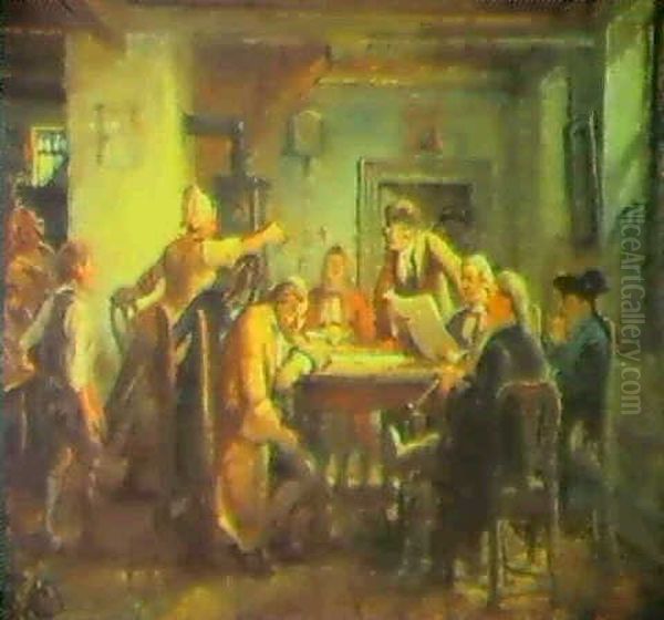 Scene Fra Holbergs 'den Politiske Kandestober' Oil Painting by Wilhelm Nicolai Marstrand