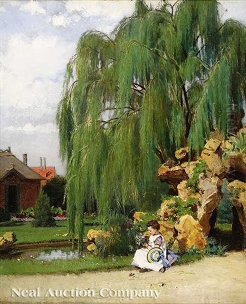 Under The Willow Tree Oil Painting by Willem Johannes Martens