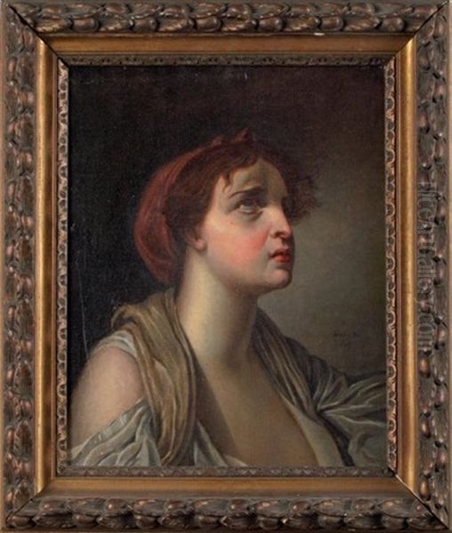 Portrait De Jeune Fille Oil Painting by Charles Benoit Martho