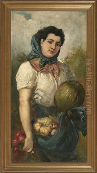 Joven Con Frutas Oil Painting by Ricardo Marti Aguilo