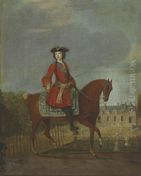 An Equestrian Portrait Oil Painting by Jean-Baptiste Martin