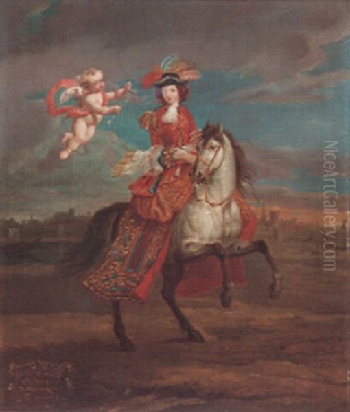 The Duchess Of Portsmouth On Horseback Oil Painting by Jean-Baptiste Martin