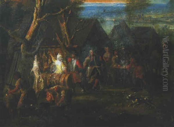 Scene De La Vie Militaire Oil Painting by Jean-Baptiste Martin