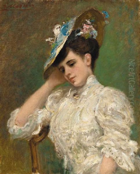 A Parisian Beauty Oil Painting by Jacques Martin